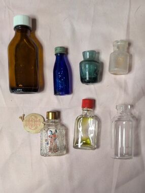 Vicks Drops And Other Vintage Mini Glass Bottle Collection - Assorted Colors